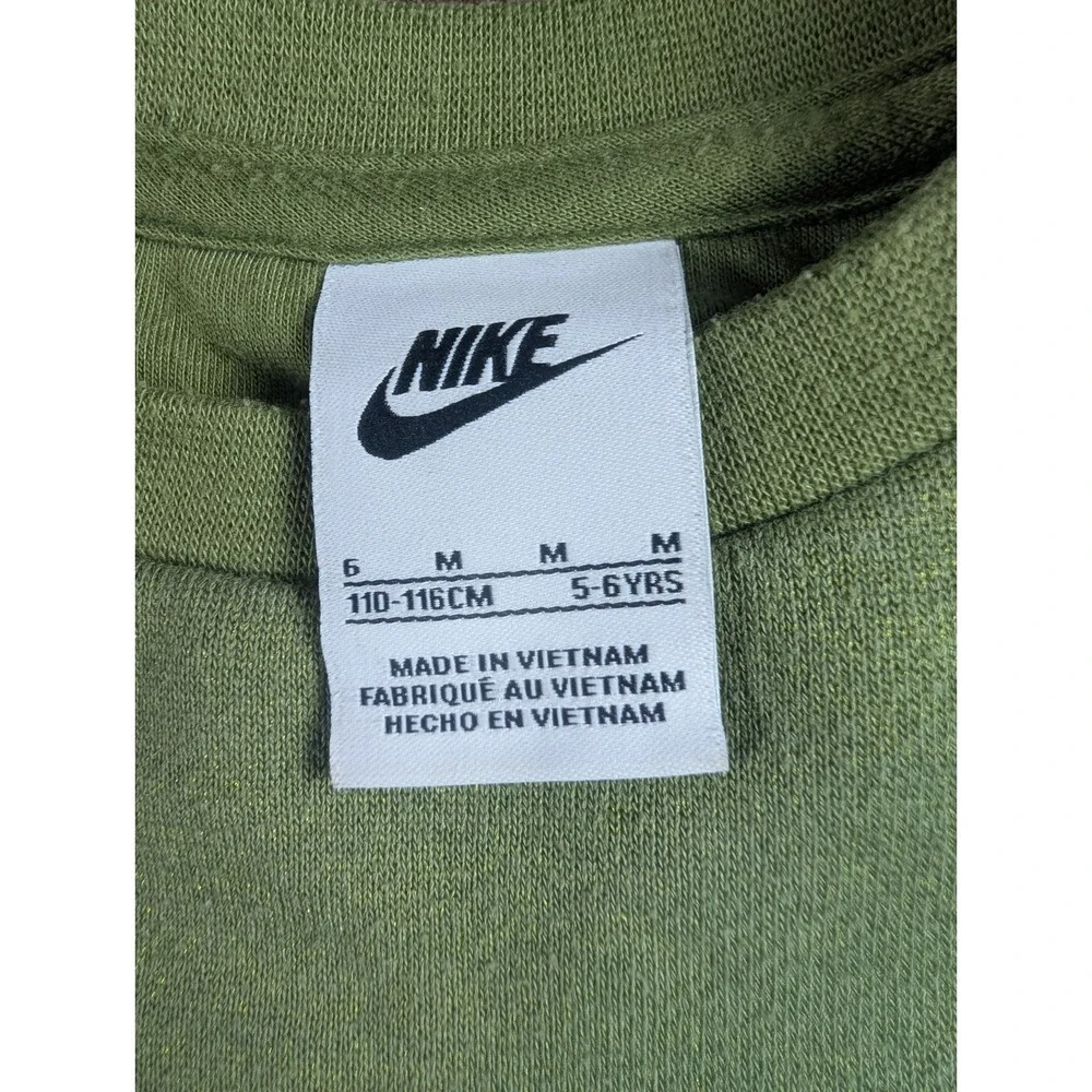 Nike Kids Olive Green Fleece Crewneck Sweatshirt Size 6 (5–6 Years)